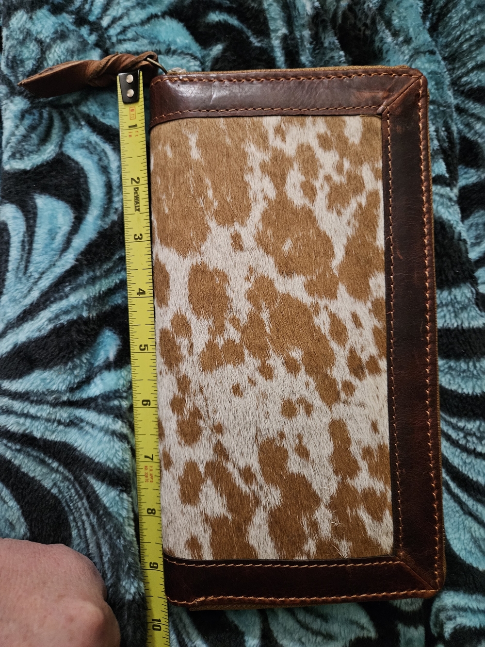 American Darling Brown and Cream Cowhide Zip Wallet